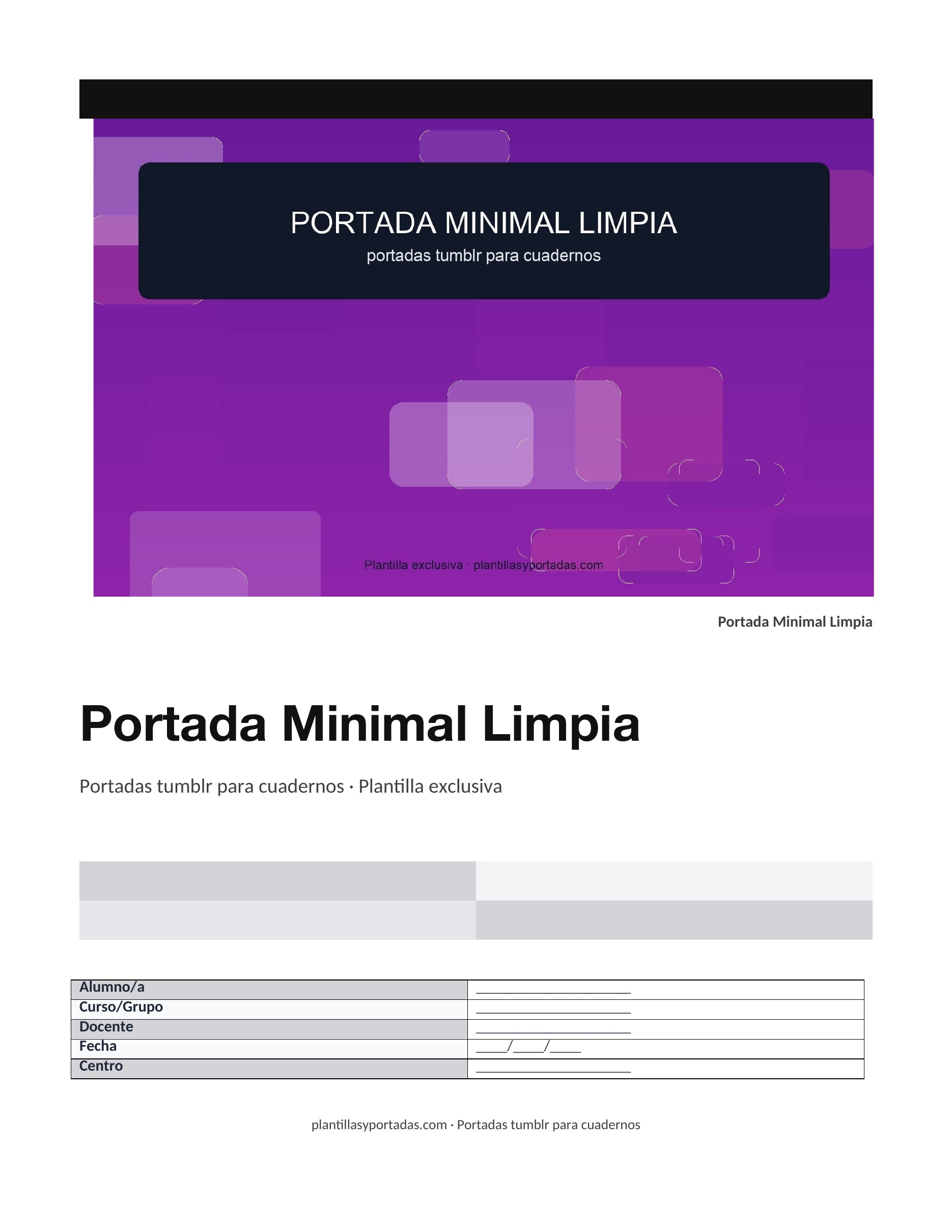 Portadas tumblr para cuadernos Portada Minimal Limpia