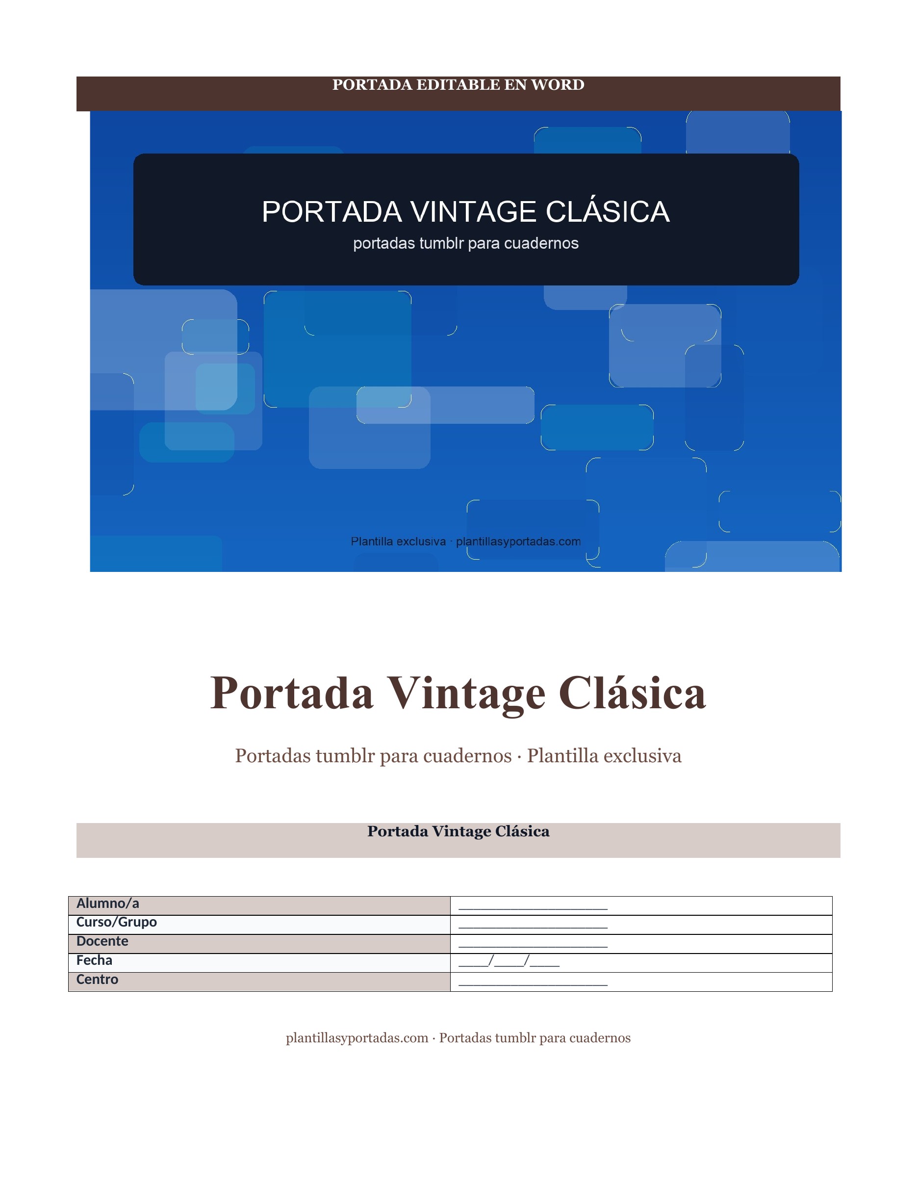 Portadas tumblr para cuadernos Portada Vintage Clásica