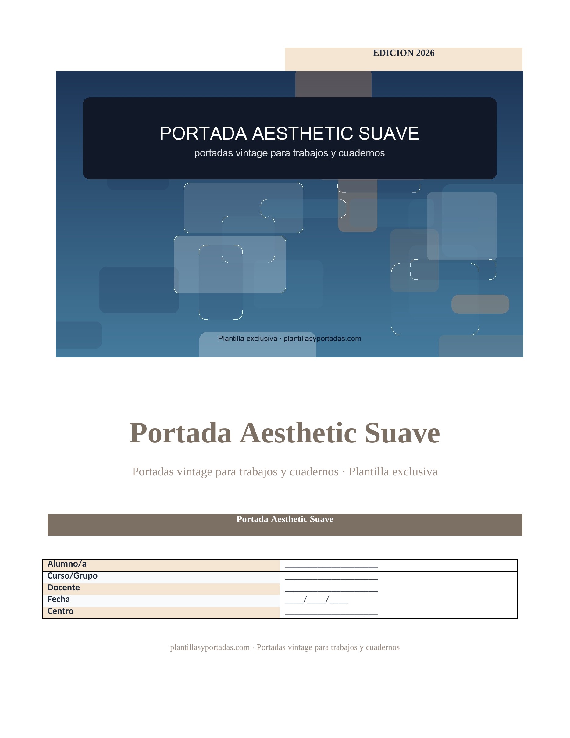 Portadas vintage para trabajos y cuadernos Portada Aesthetic Suave