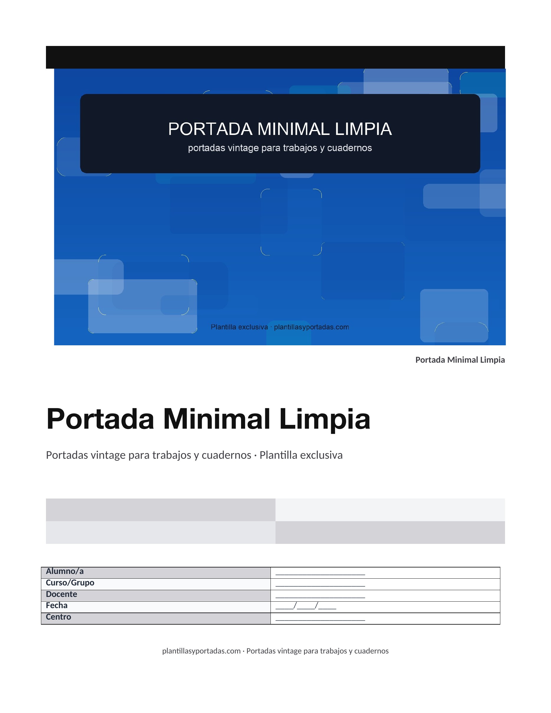 Portadas vintage para trabajos y cuadernos Portada Minimal Limpia