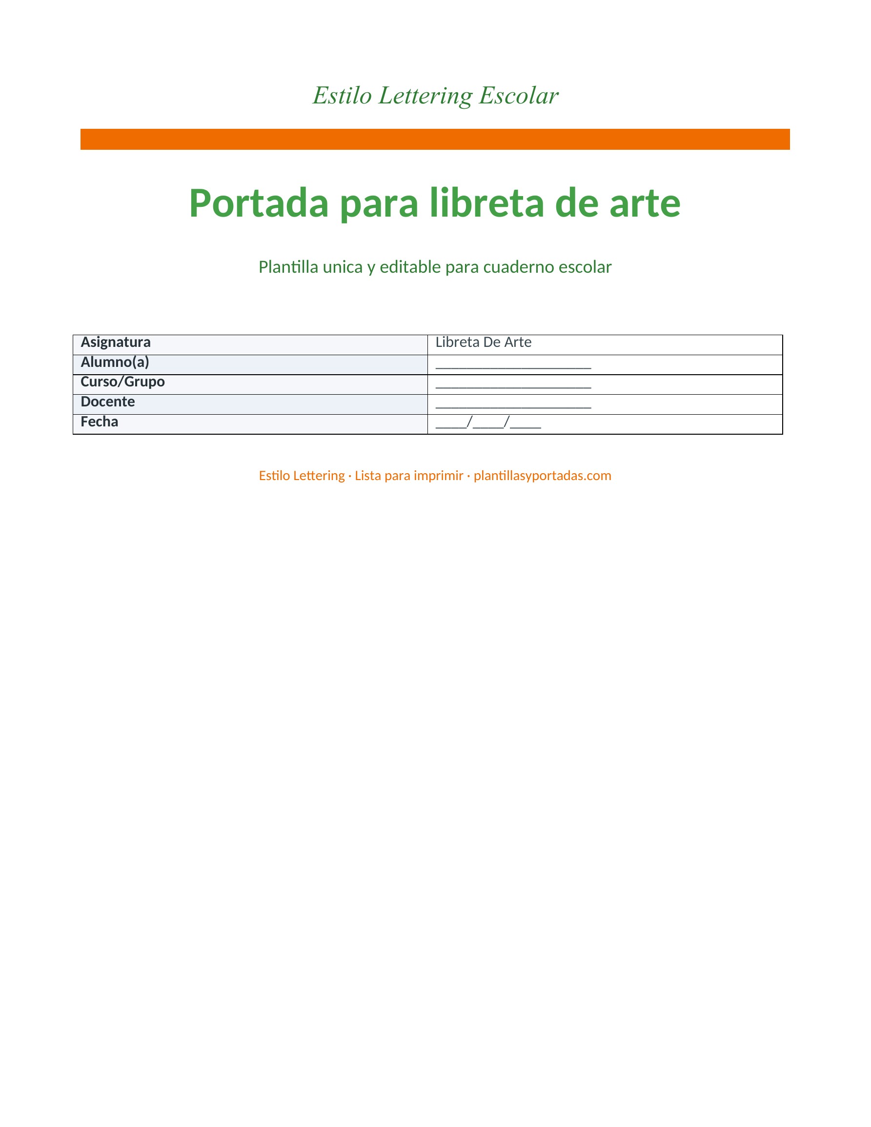 Portada con Lettering para libreta de arte