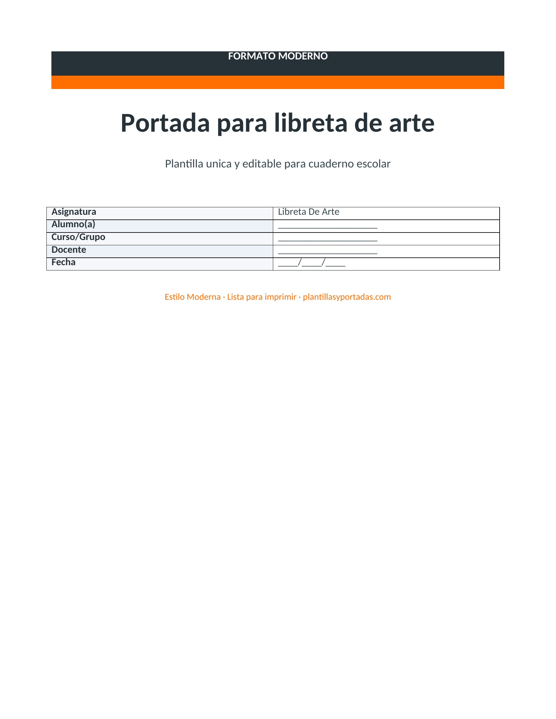 Portada Moderna para libreta de arte