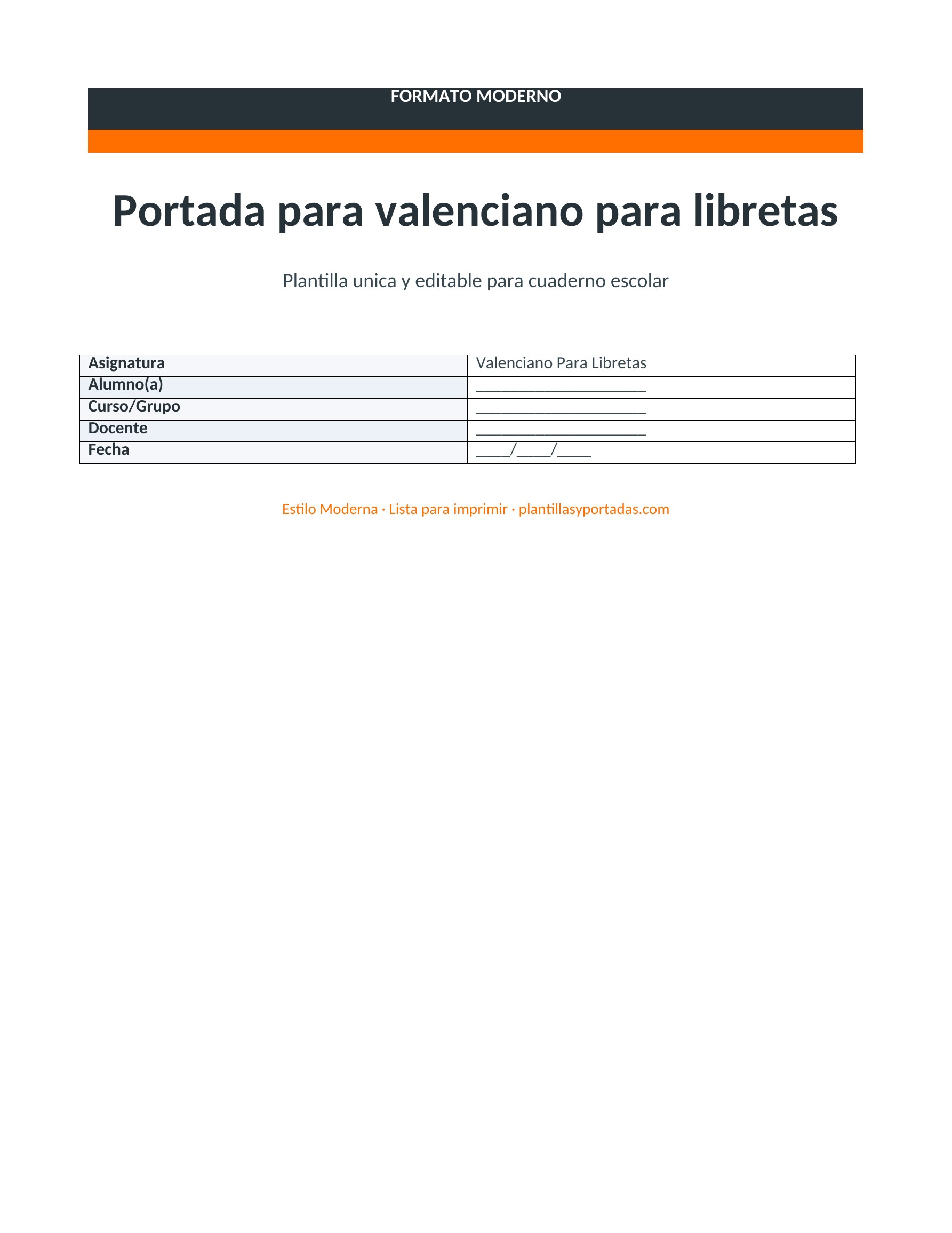 Portada Moderna para libretas de valenciano