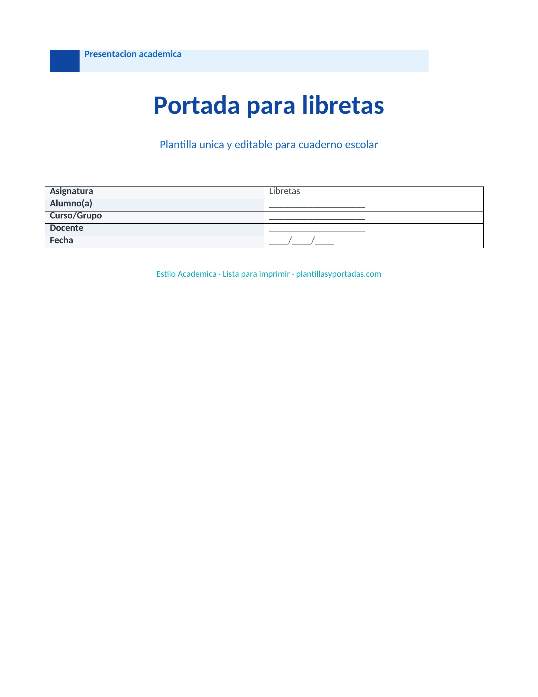 Portada Académica para libretas