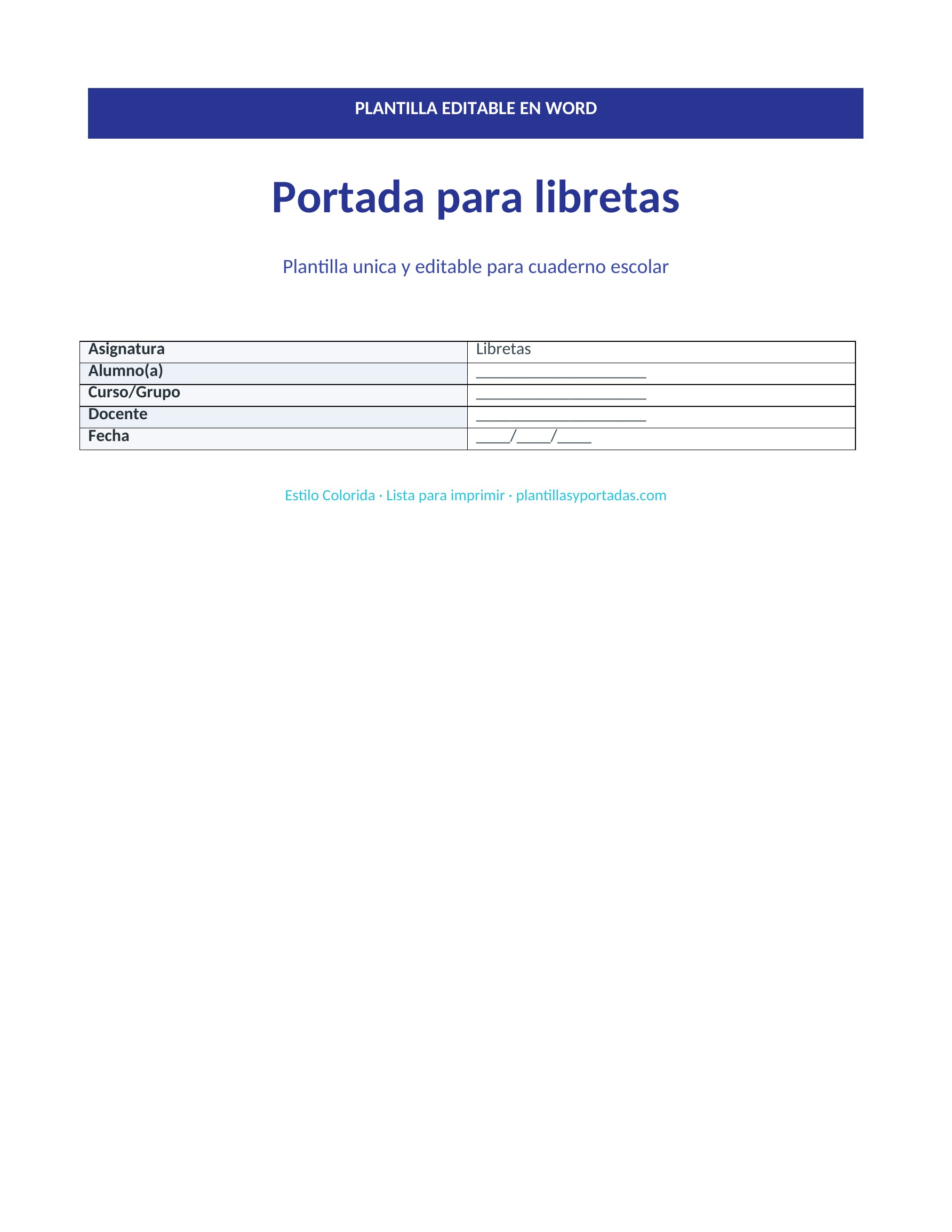 Portada Colorida para libretas