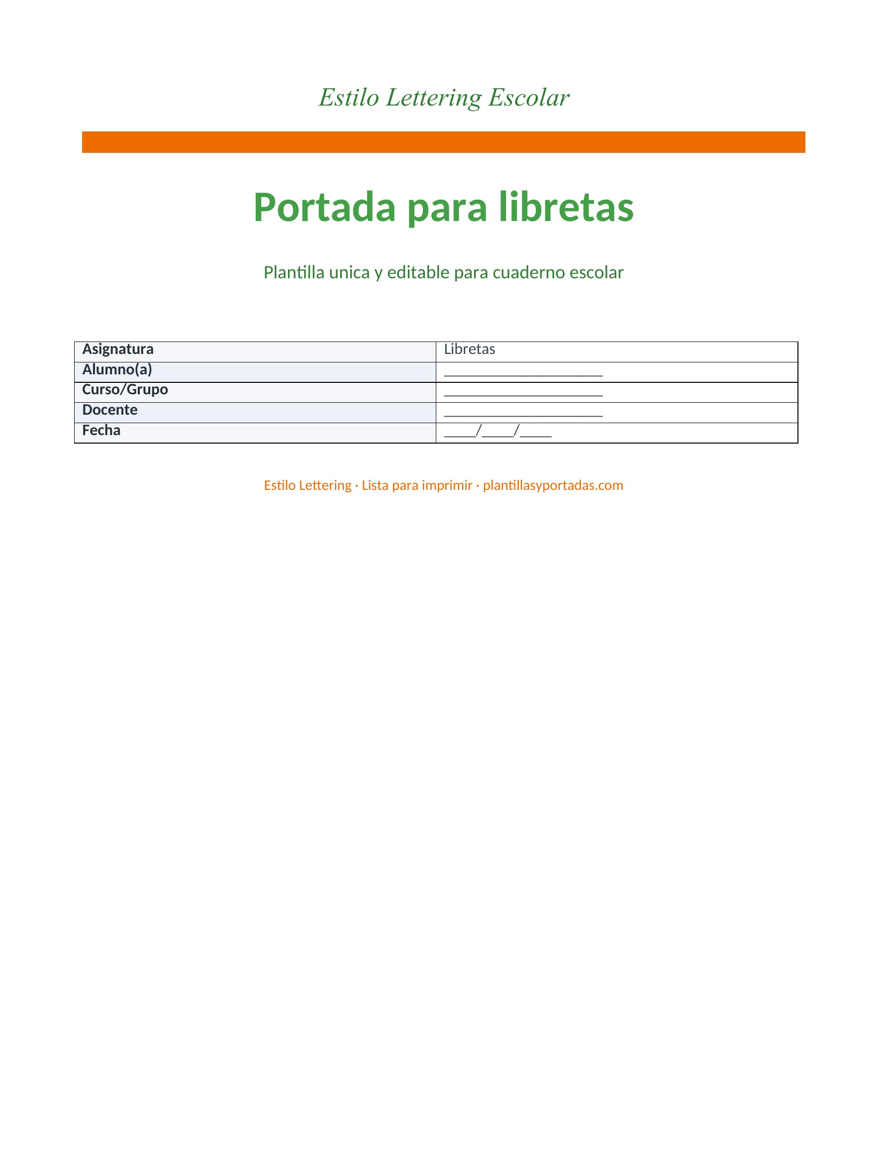 Portada con Lettering para libretas