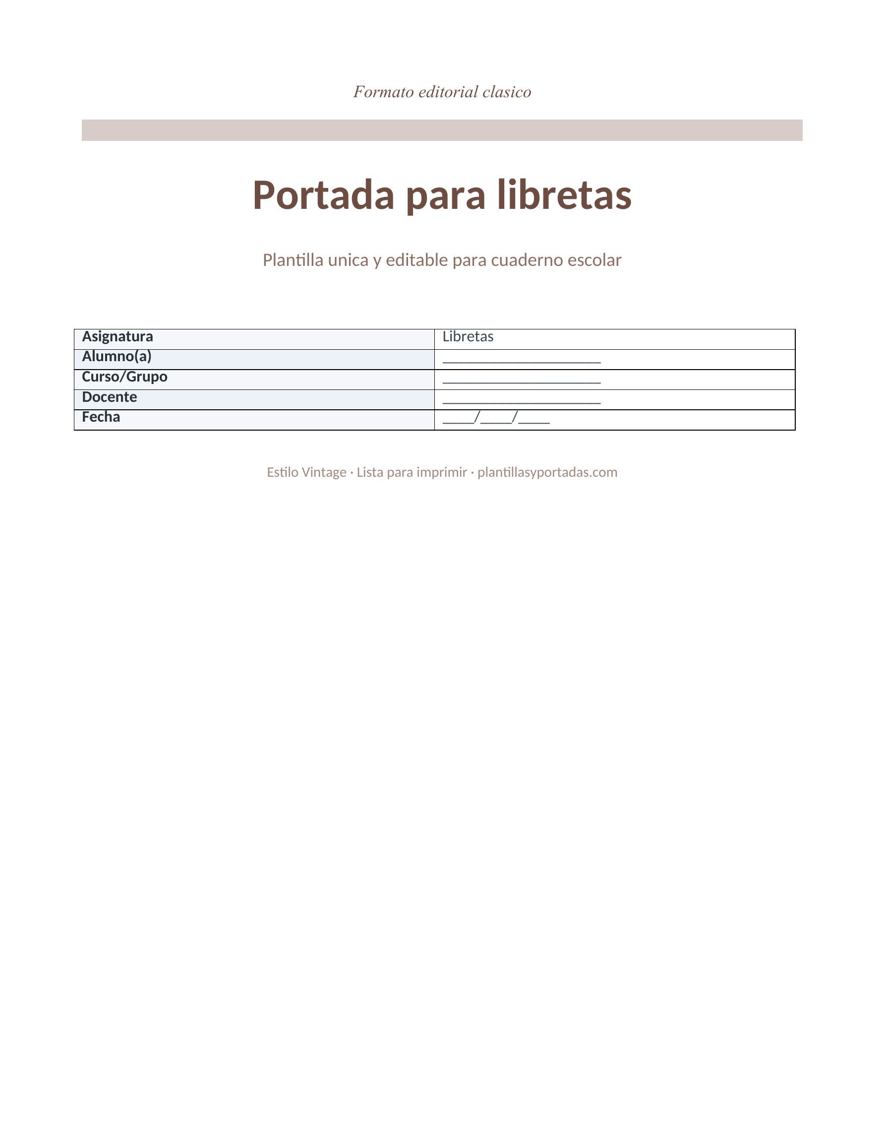 Portada Vintage para libretas