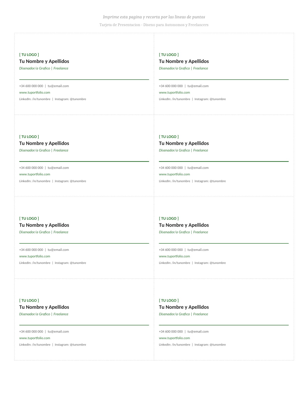 Plantilla Tarjeta de Presentación para Autónomos