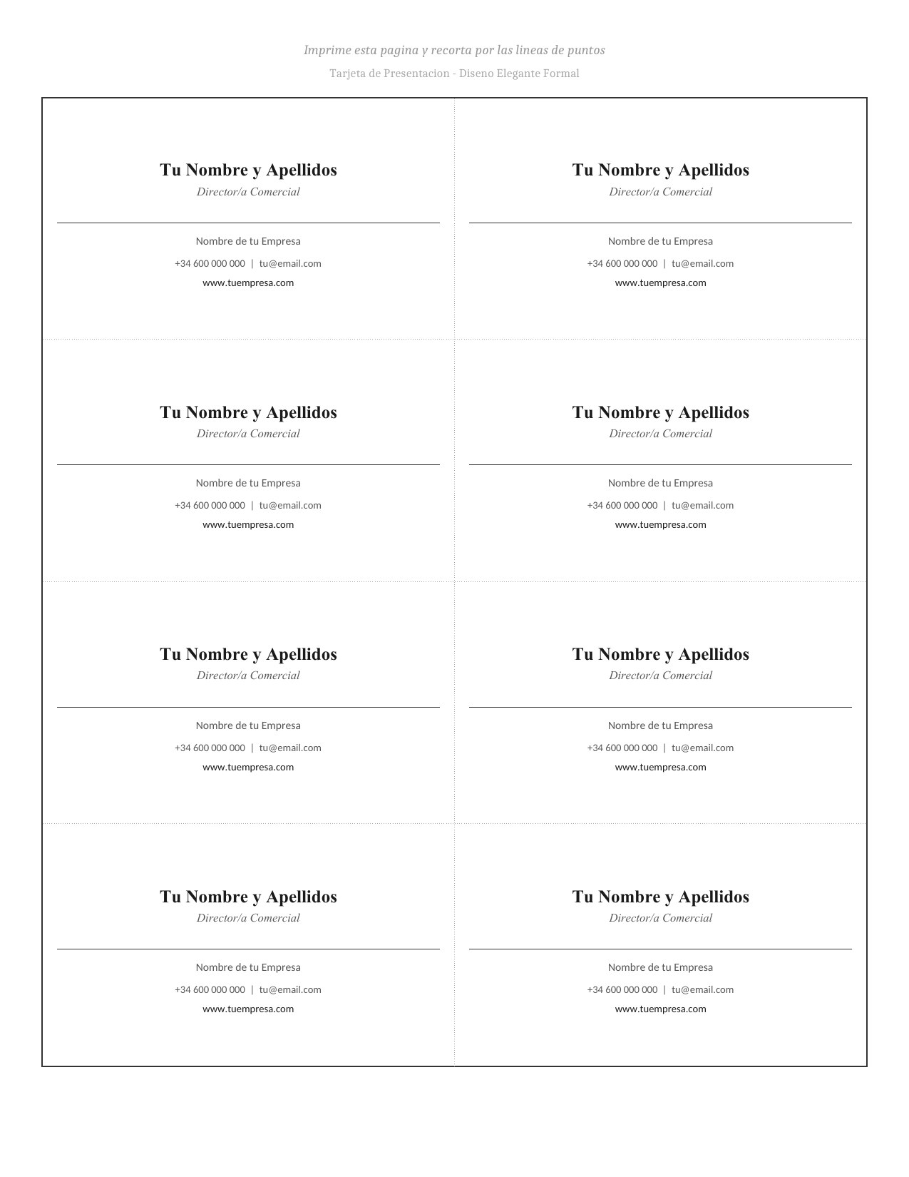 Plantilla Tarjeta de Presentación Elegante