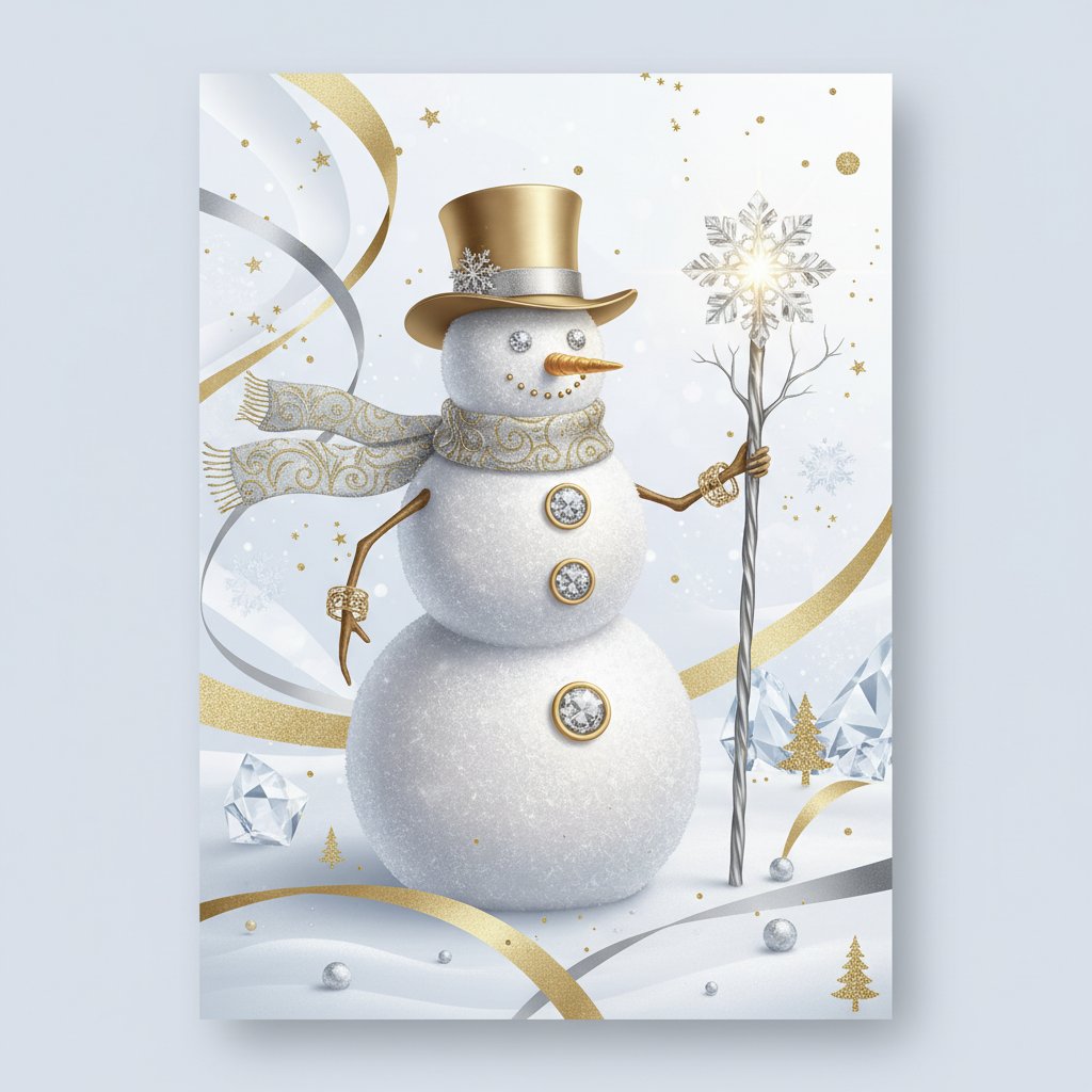 Plantilla de Muñeco de Nieve Elegante