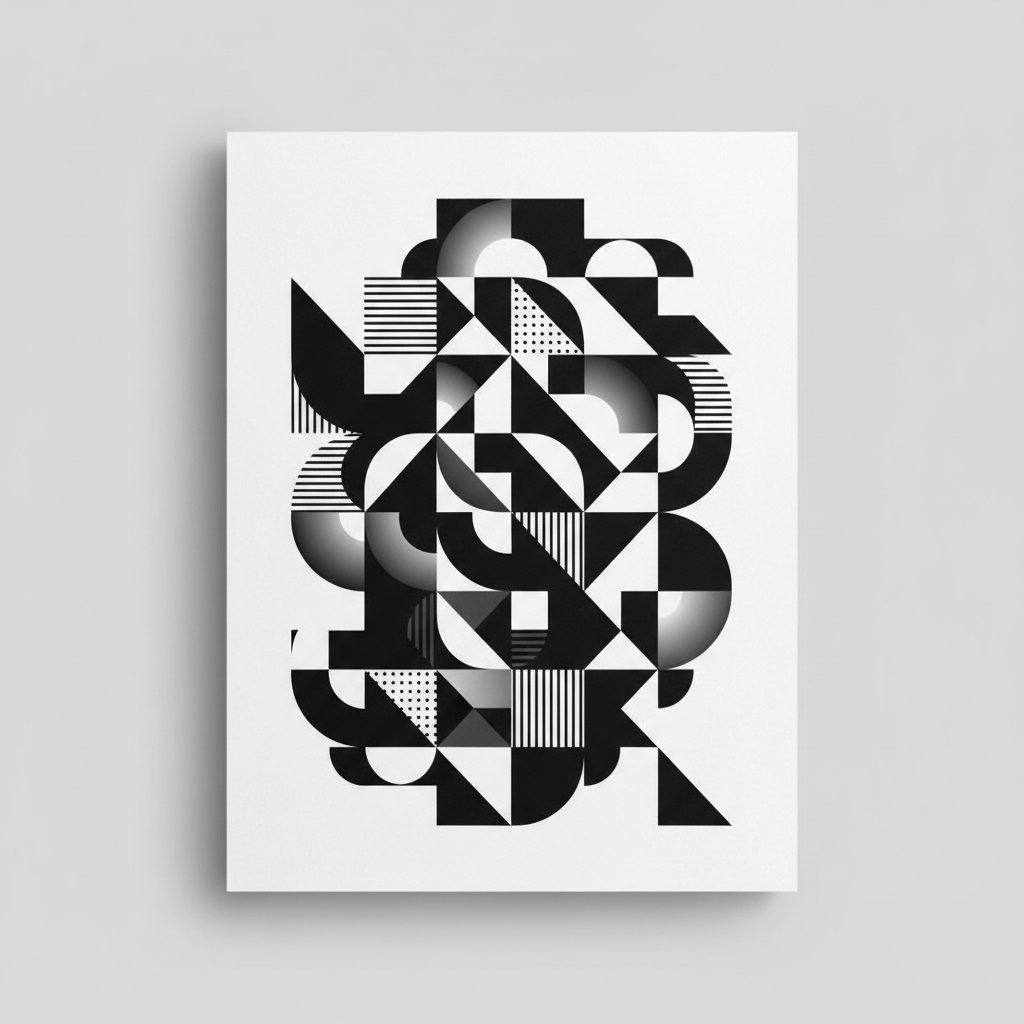 Diseño Geométrico en Blanco y Negro