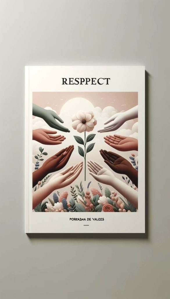 Una portada serena que muestra respeto. Diversas manos ofreciéndose flores unas a otras, sobre un fondo tranquilizador.