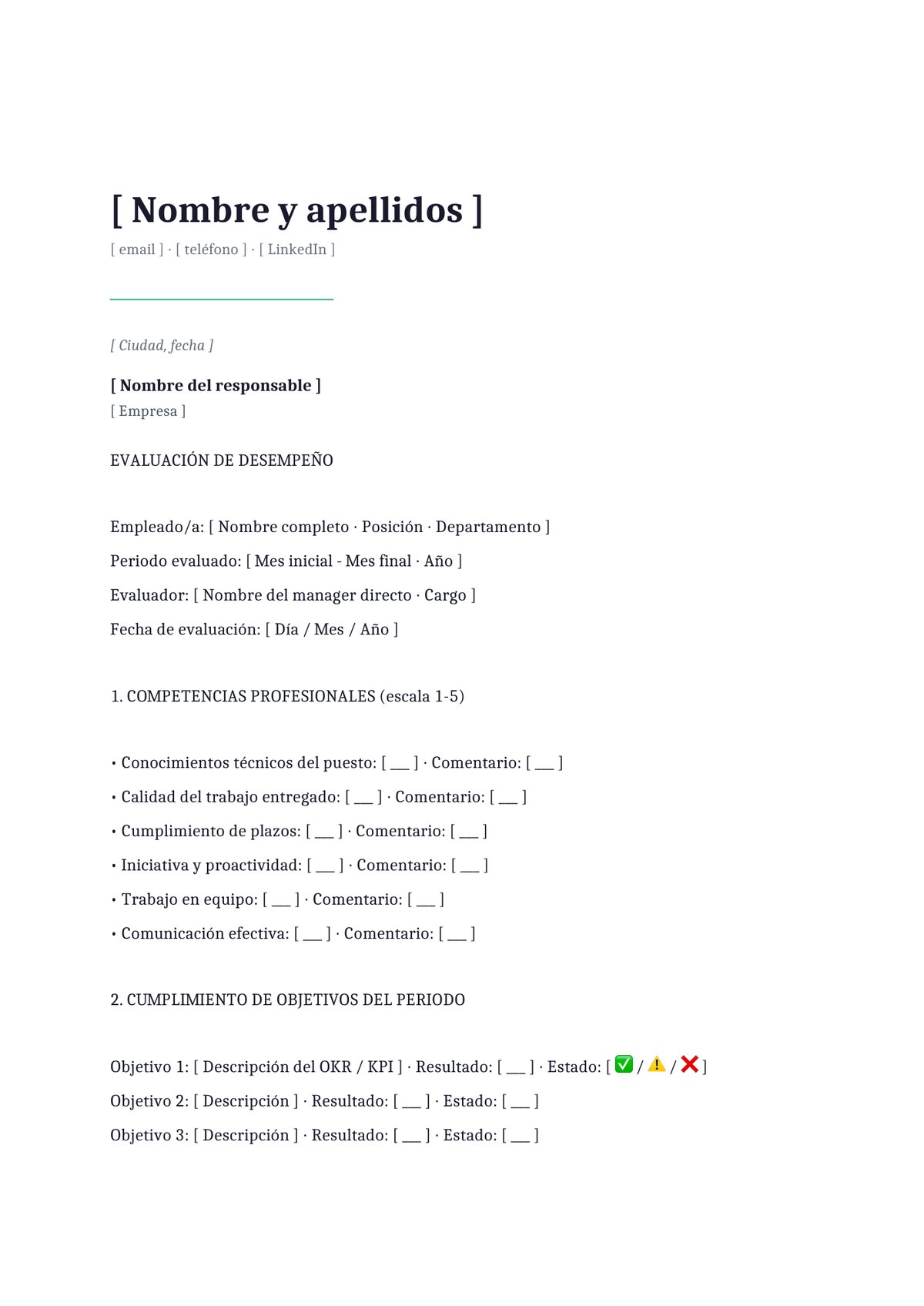Plantilla Autoevaluación del empleado