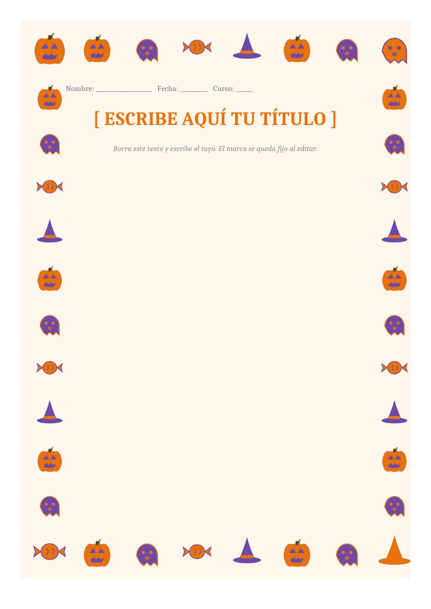 Plantilla Borde infantil de Halloween para Word