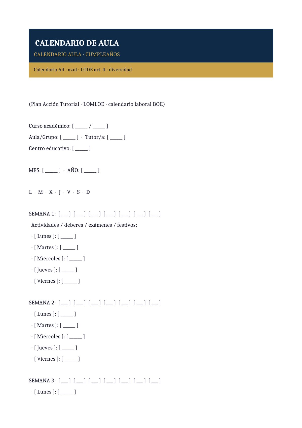 Plantilla Calendario de cumpleaños del aula