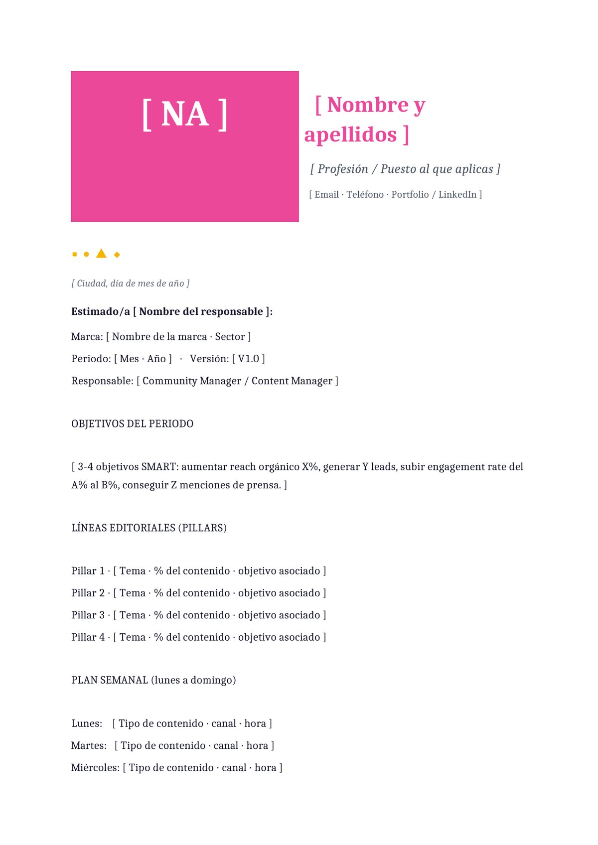 Plantilla Calendario editorial multicanal (redes + blog + email)