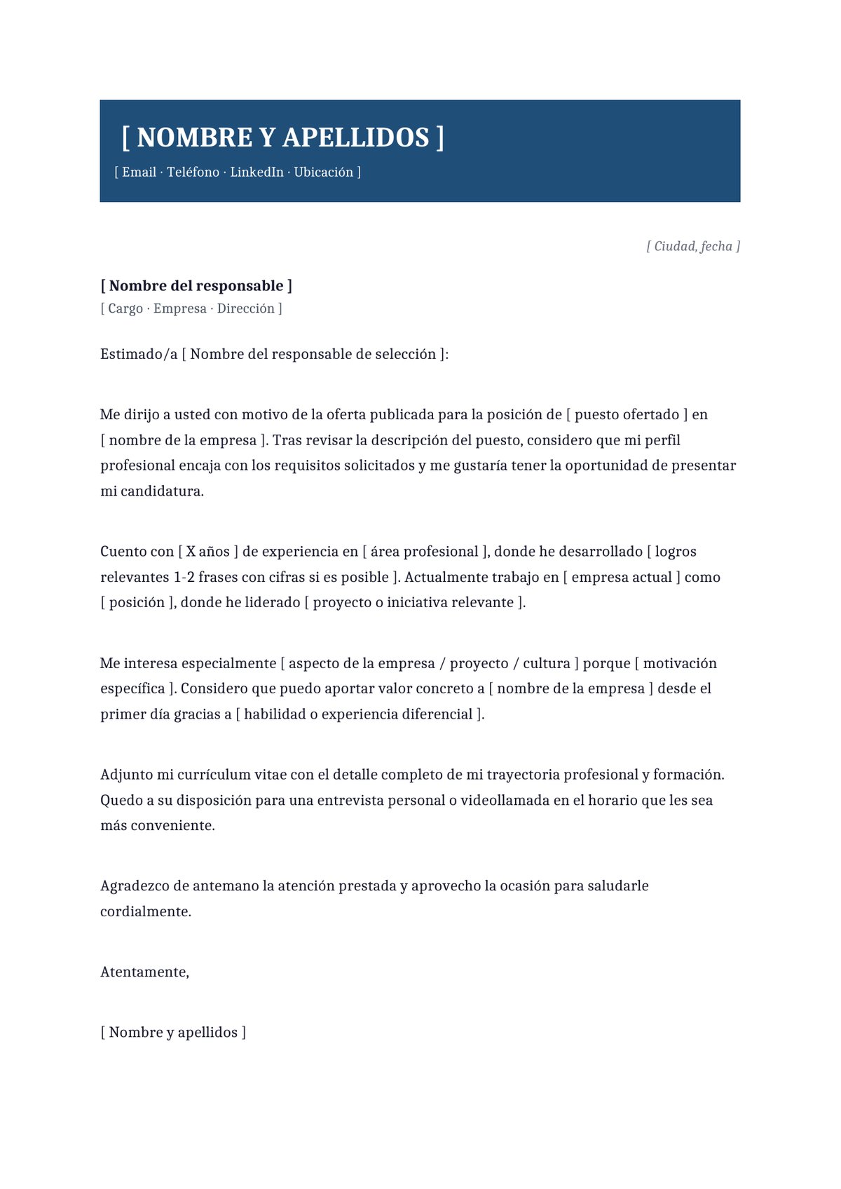 Plantilla Carta de presentación moderna sans