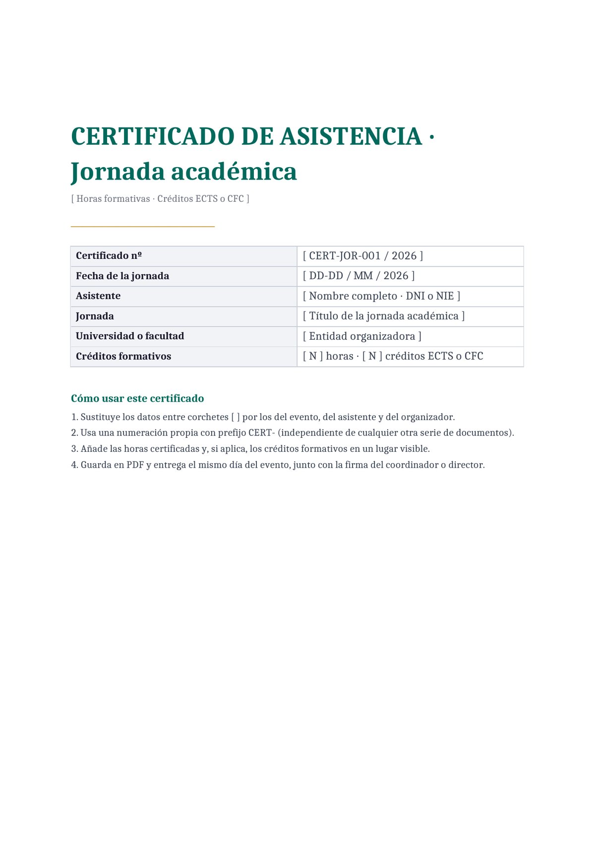 Plantilla Certificado de asistencia a jornada académica