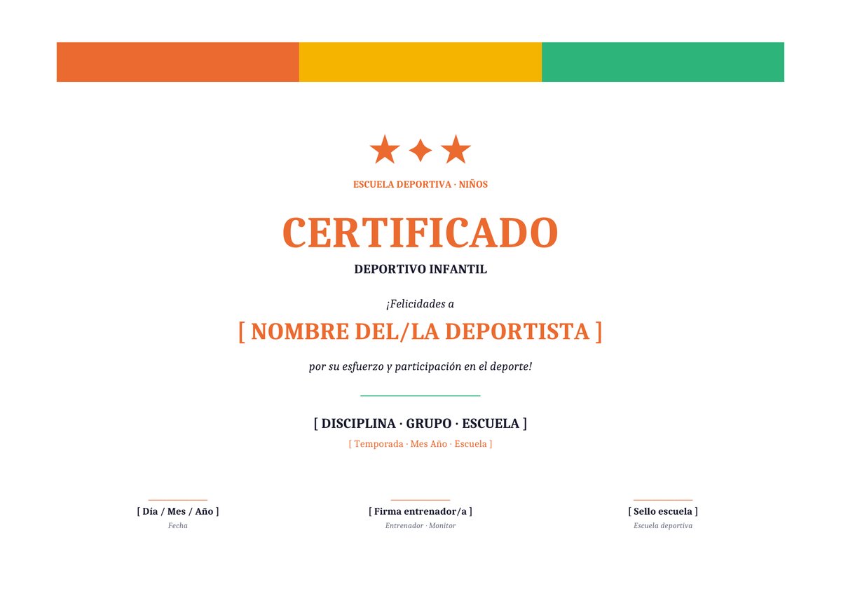 Plantilla Certificado deportivo escuela infantil