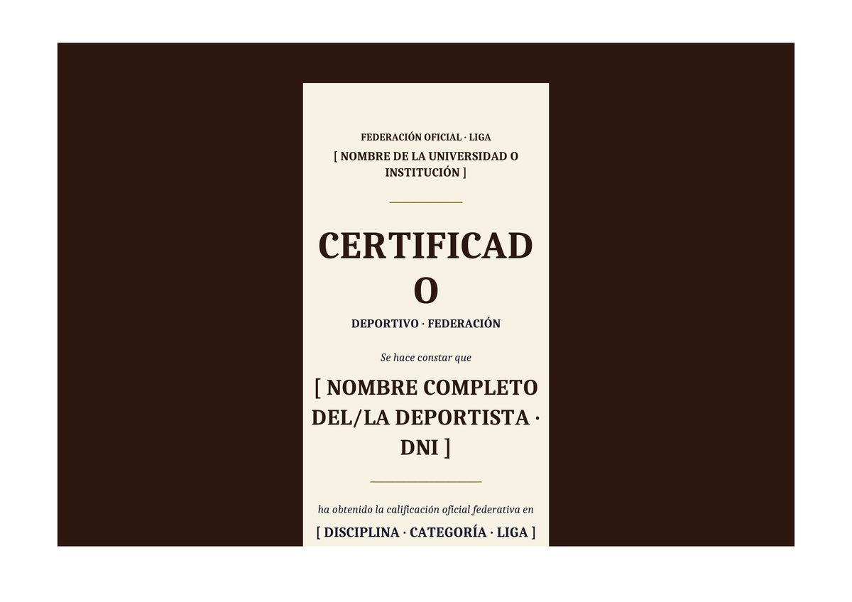 Plantilla Certificado deportivo federación oficial