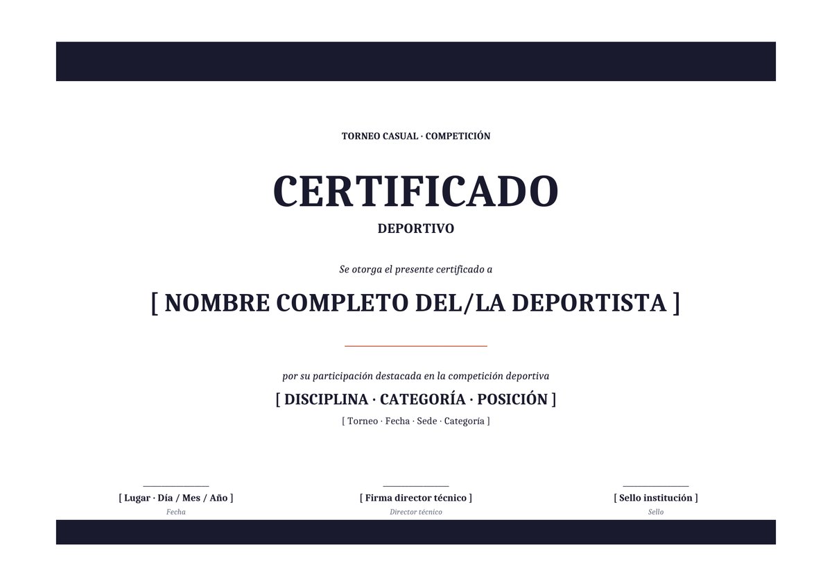 Plantilla Certificado deportivo torneo casual