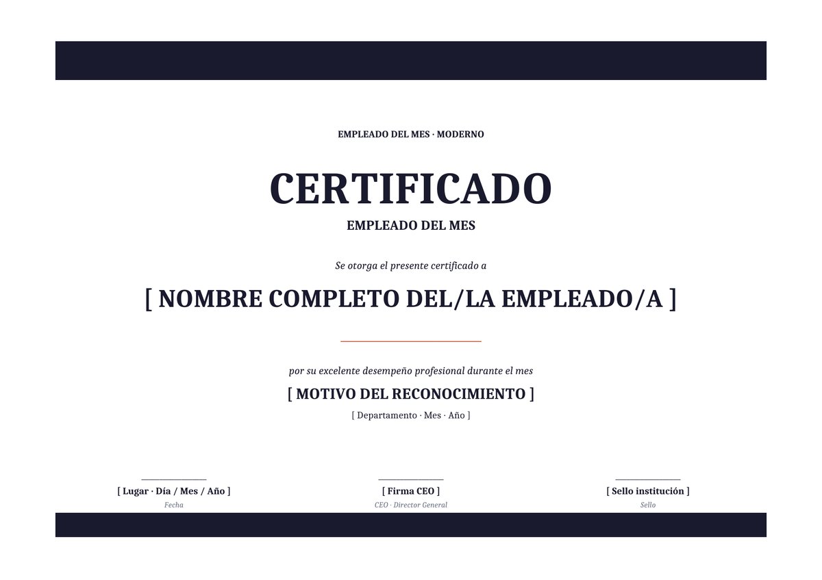 Plantilla Certificado empleado del mes moderno