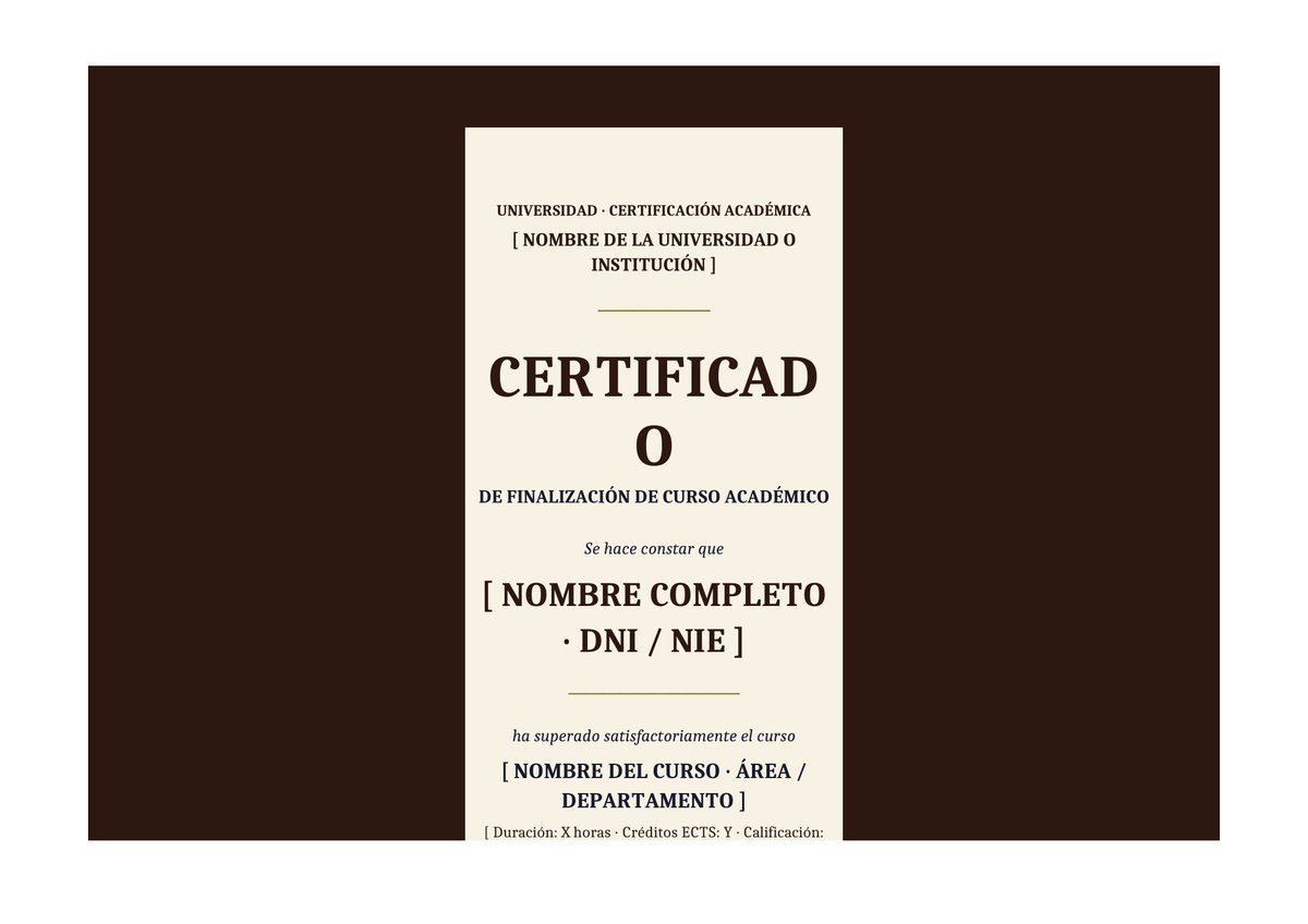 Plantilla Certificado finalización curso académico formal