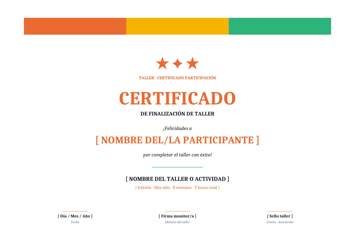 Plantilla Certificado finalización curso casual familiar