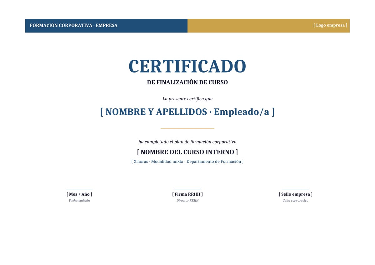 Plantilla Certificado finalización curso corporativo