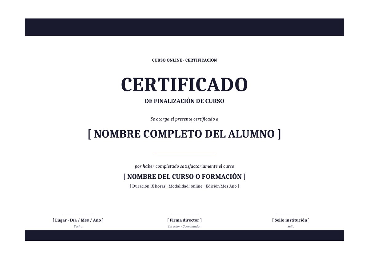 Plantilla Certificado finalización curso moderno minimalista