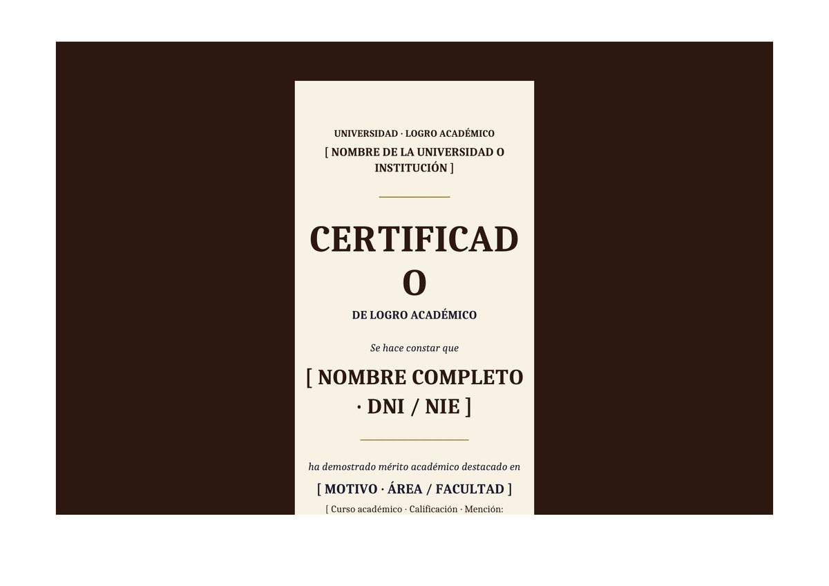 Plantilla Certificado de logro académico