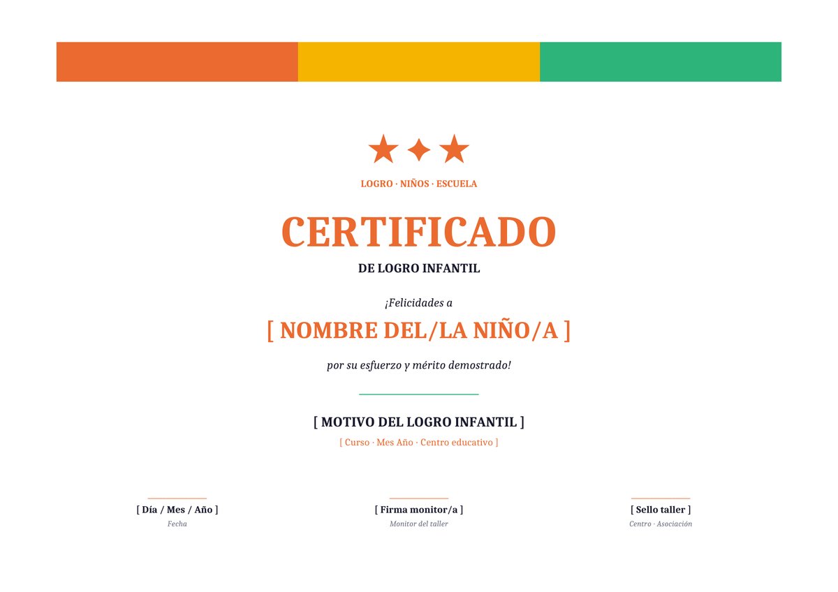 Plantilla Certificado de logro casual infantil