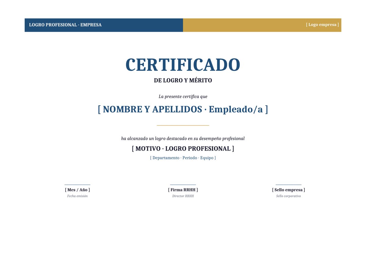 Plantilla Certificado de logro corporativo