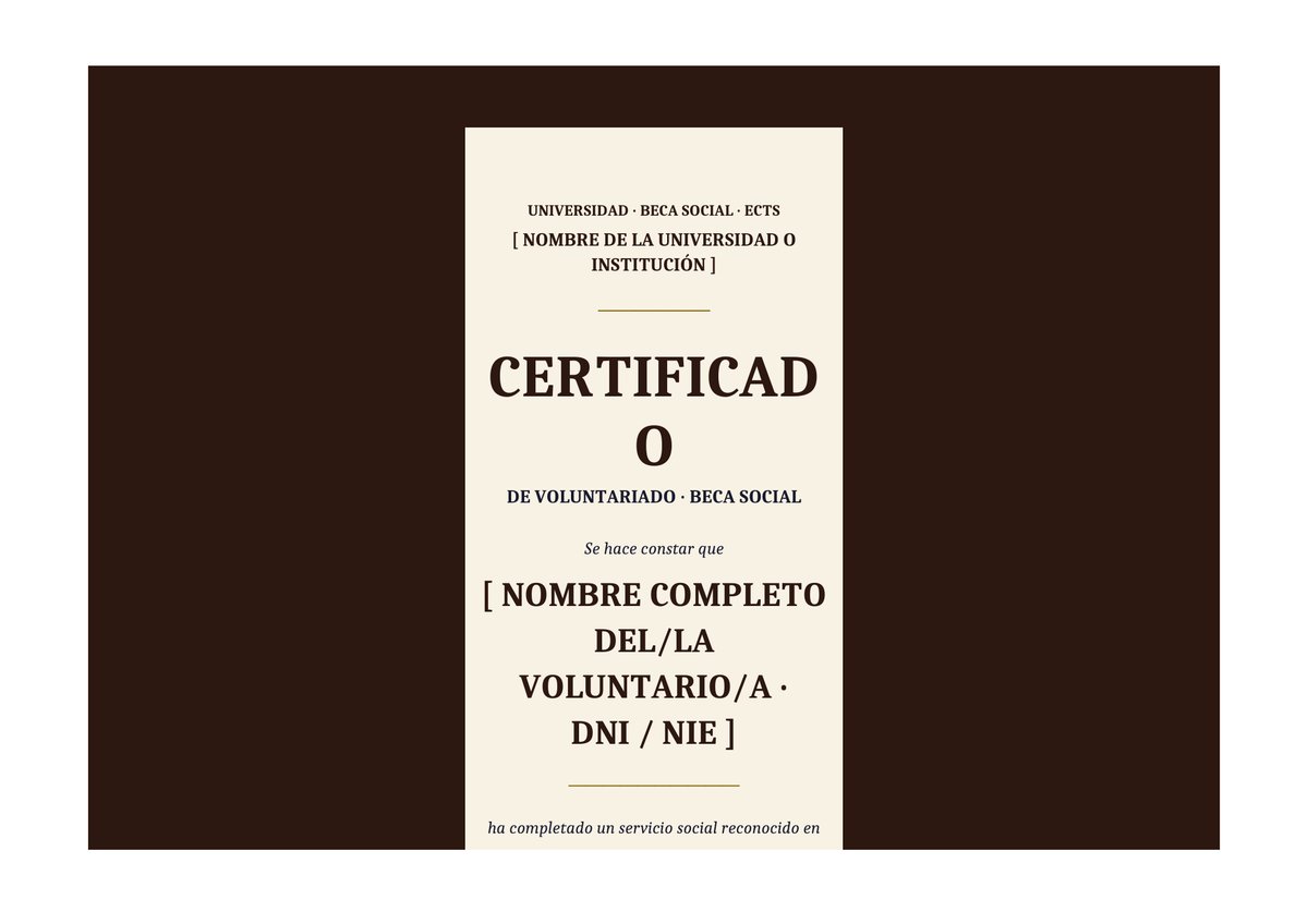 Plantilla Certificado voluntariado beca social