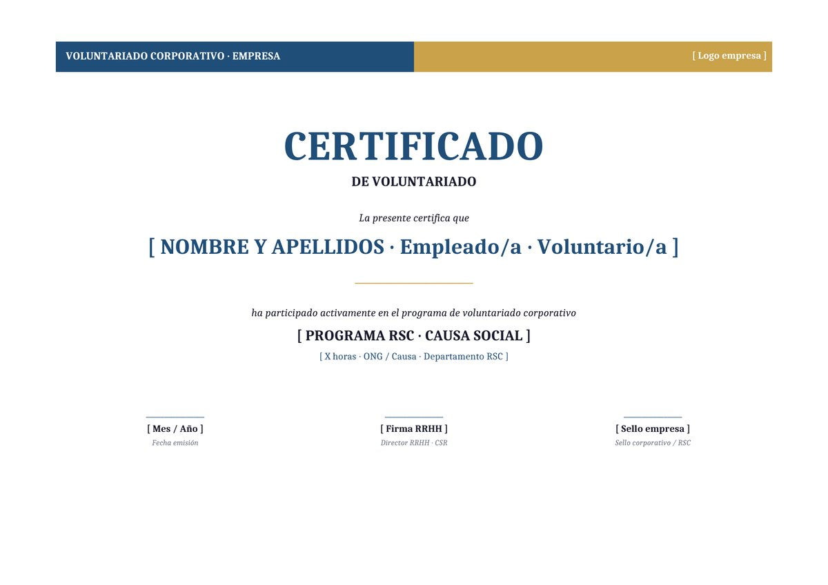 Plantilla Certificado voluntariado corporativo