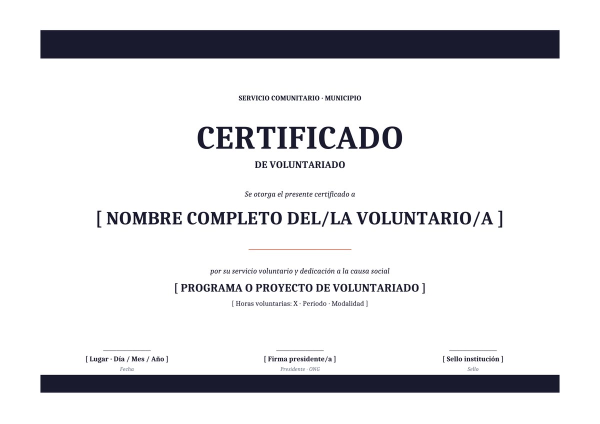 Plantilla Certificado voluntariado servicio comunitario