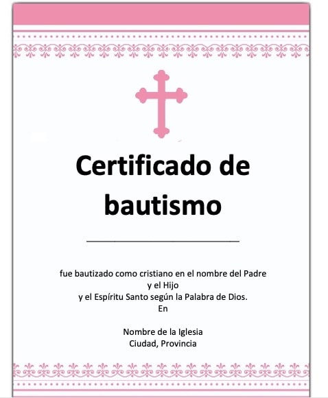 certificado de bautismo para imprimir
