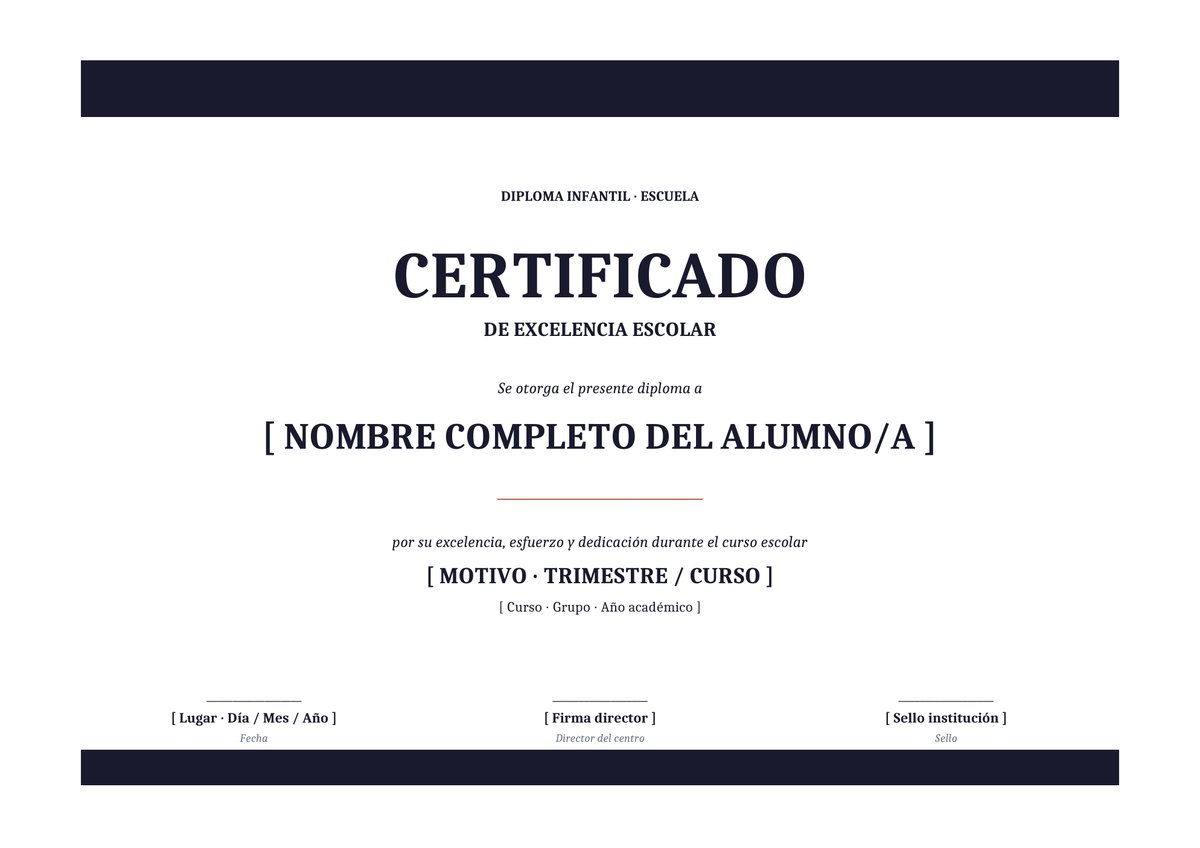 Plantilla Diploma escolar infantil colorido
