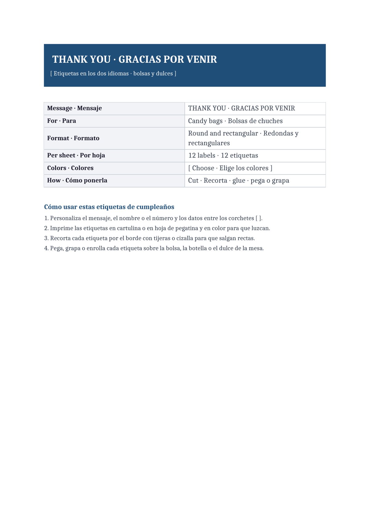 Plantilla Etiquetas de cumpleaños bilingüe (ES + EN)