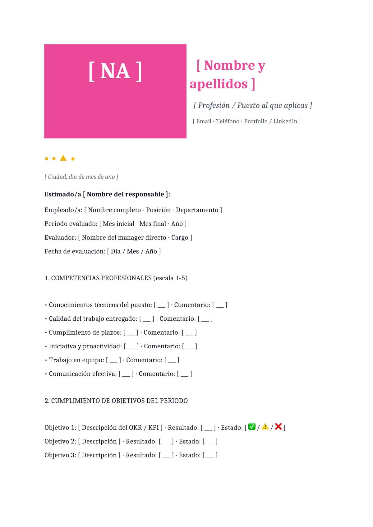 Plantilla Evaluación de desempeño 360°