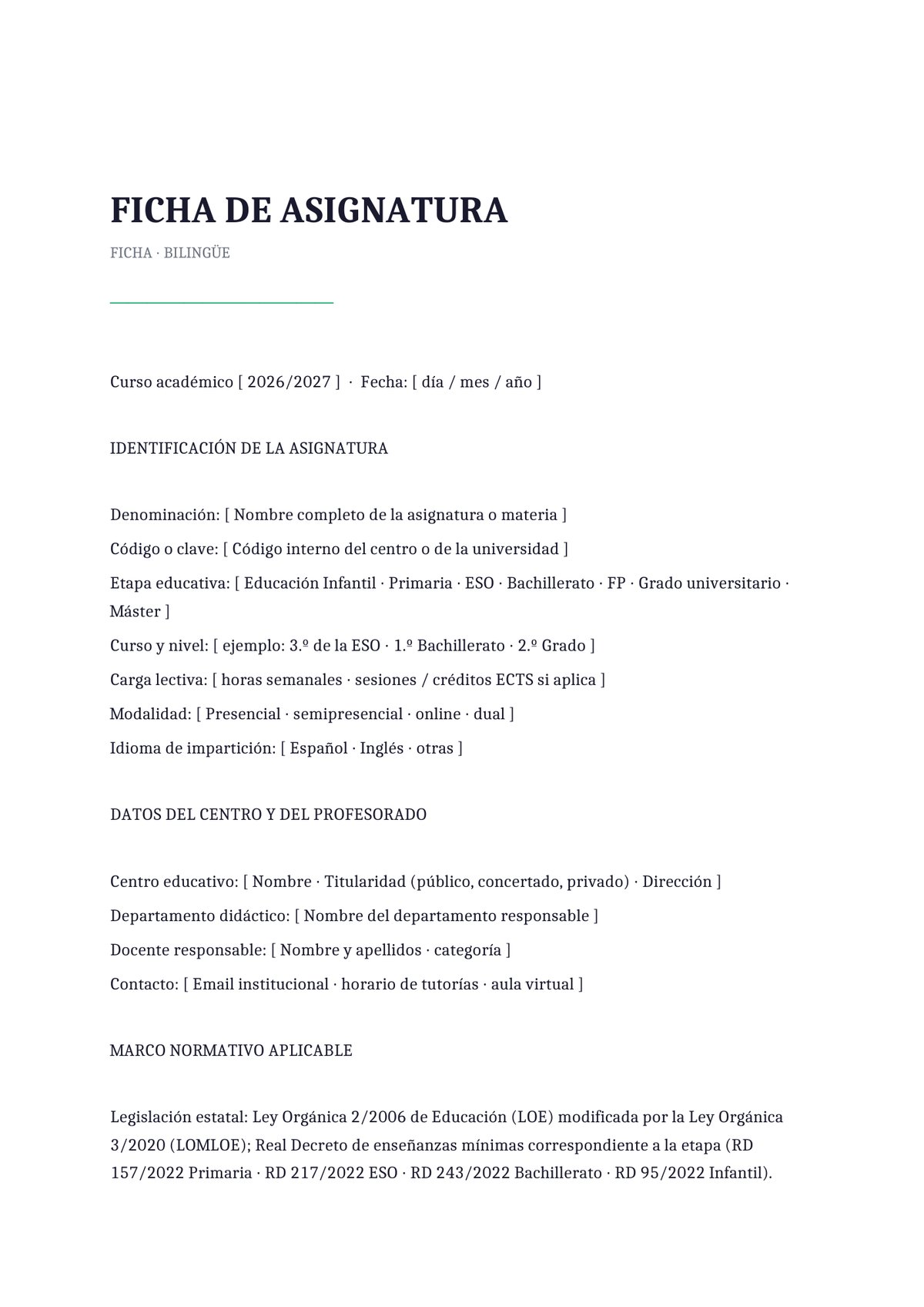 Plantilla Ficha de asignatura bilingüe (ES + EN)