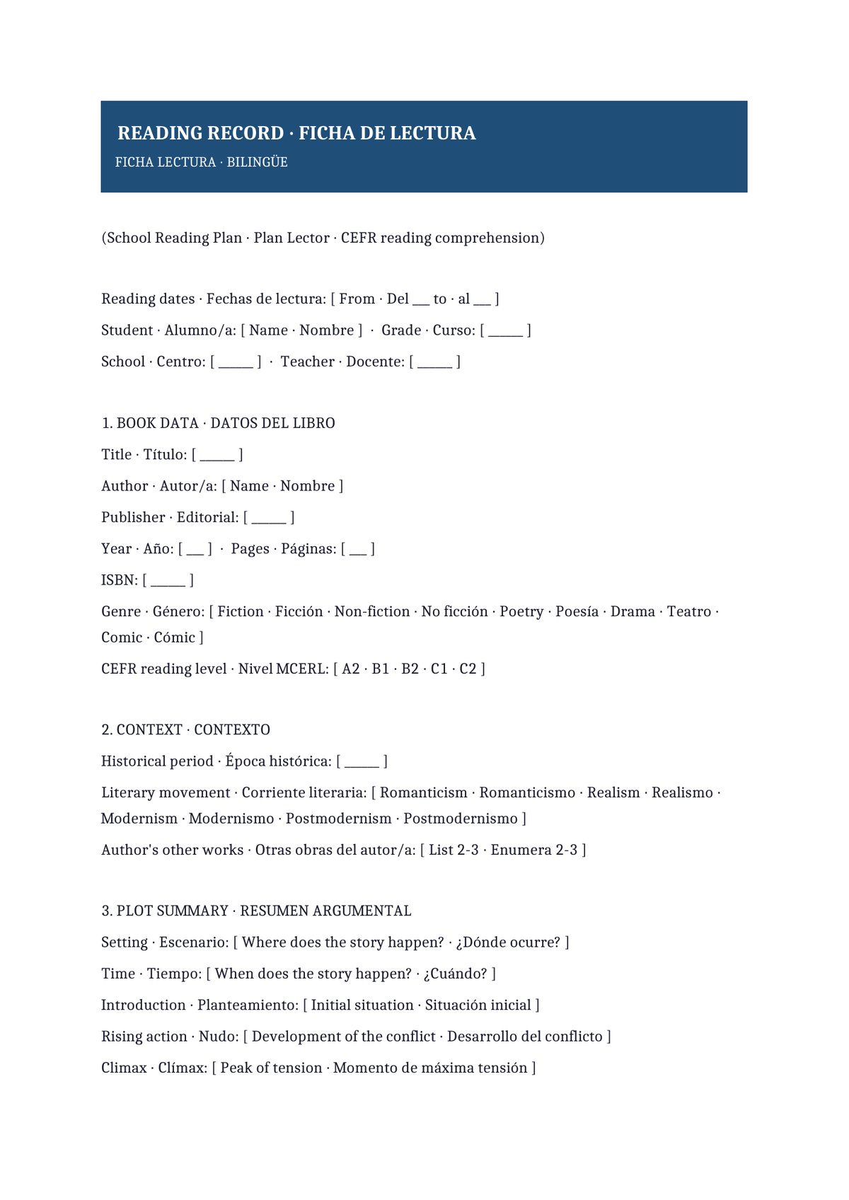 Plantilla Ficha de lectura bilingüe (ES + EN)