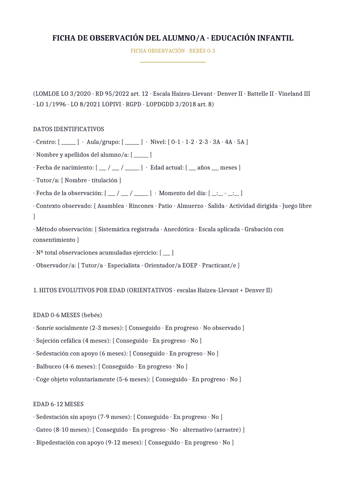 Plantilla Ficha observación bebés 0-3 años