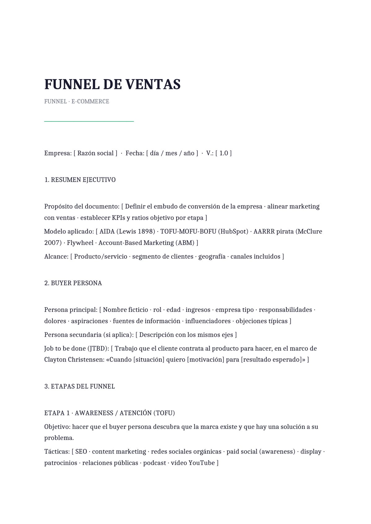 Plantilla Funnel de ventas B2C e-commerce