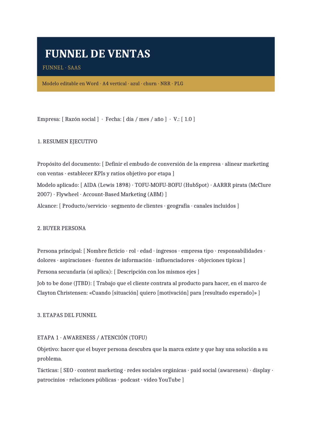 Plantilla Funnel de ventas SaaS por suscripción