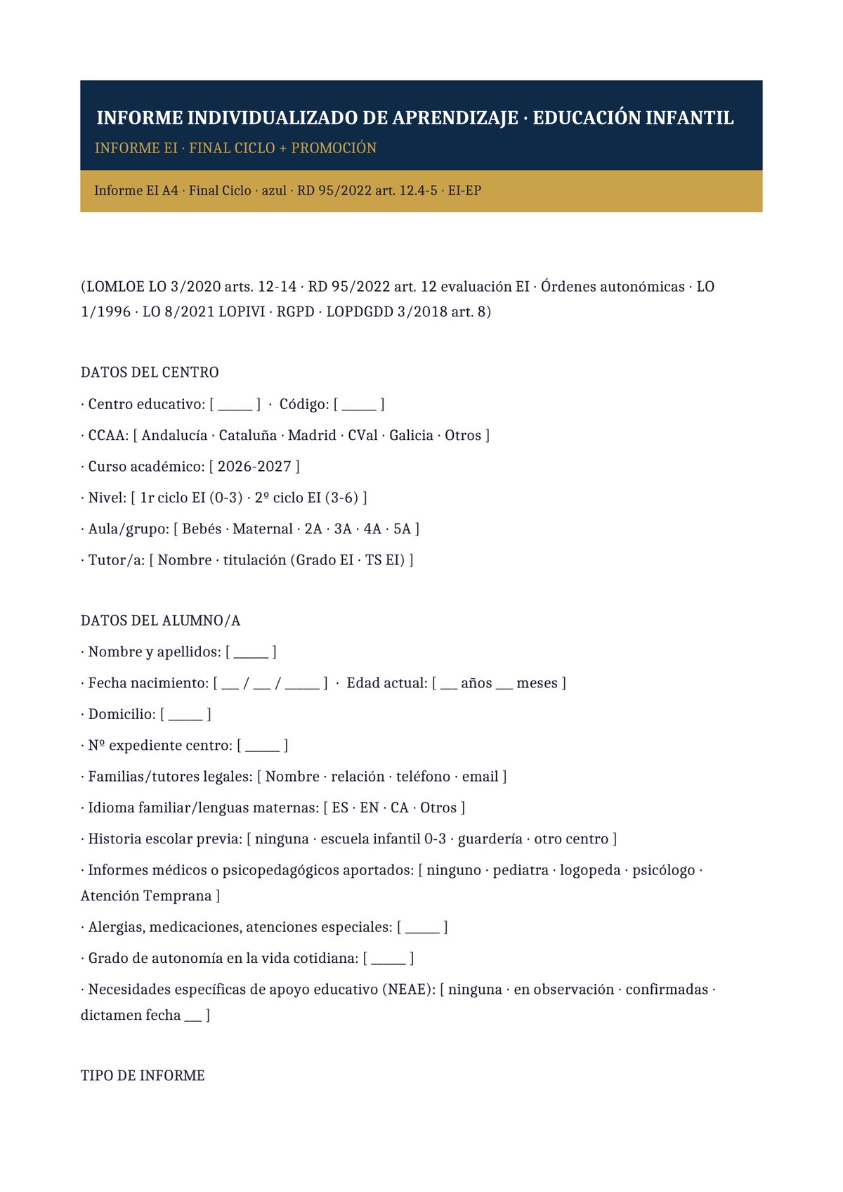 Plantilla Informe final ciclo EI y promoción a primaria