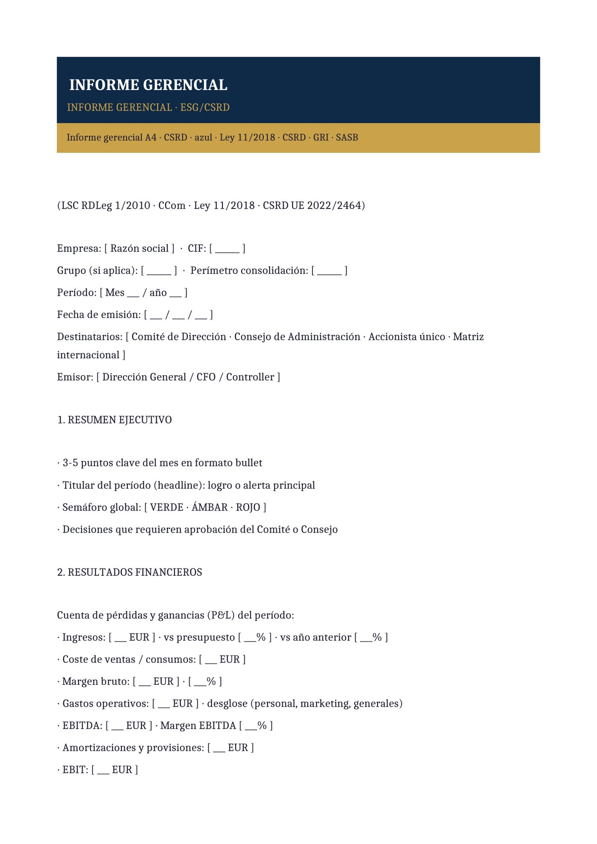 Plantilla Informe gerencial ESG/CSRD