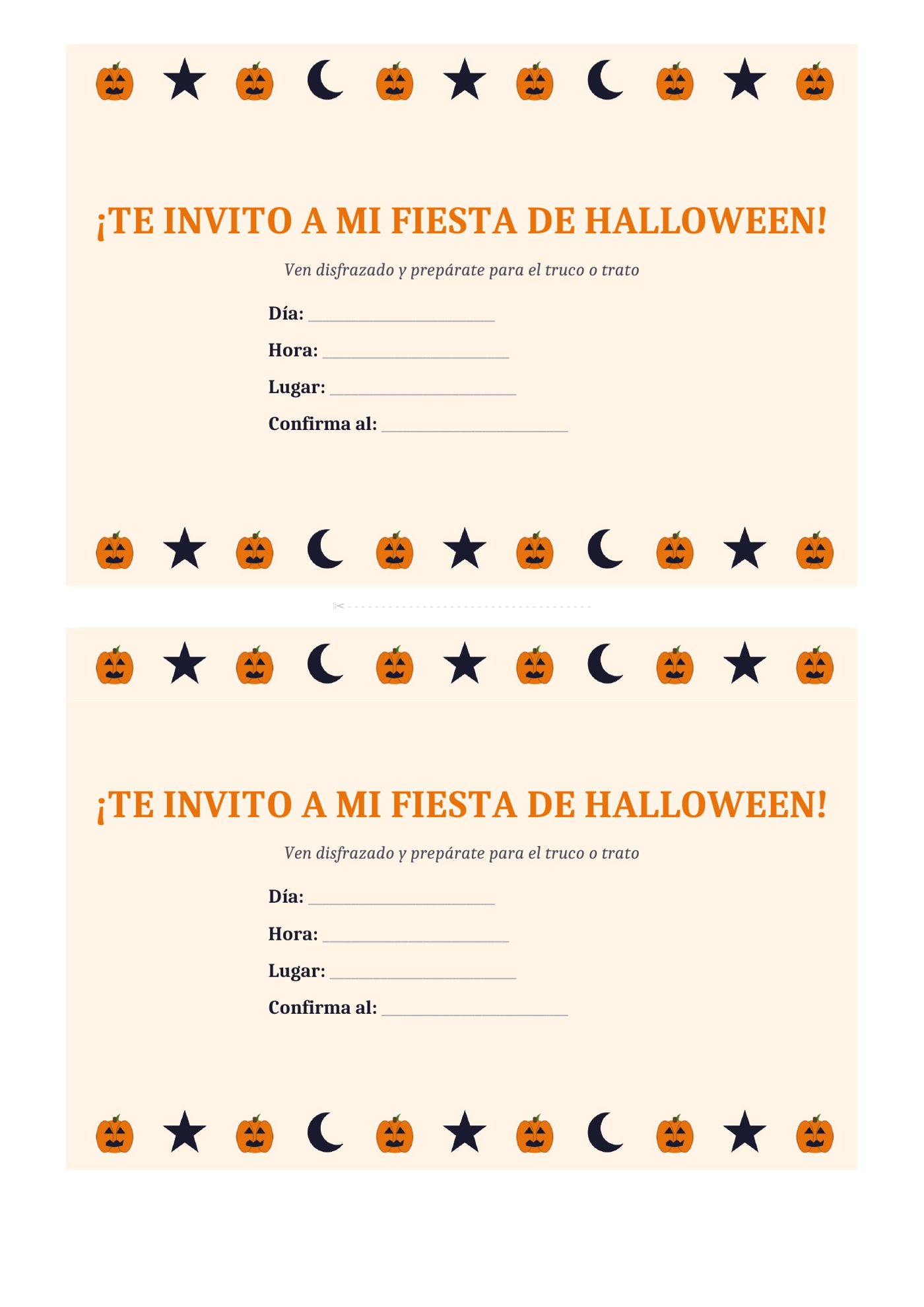 Plantilla Invitación de Halloween con calabazas