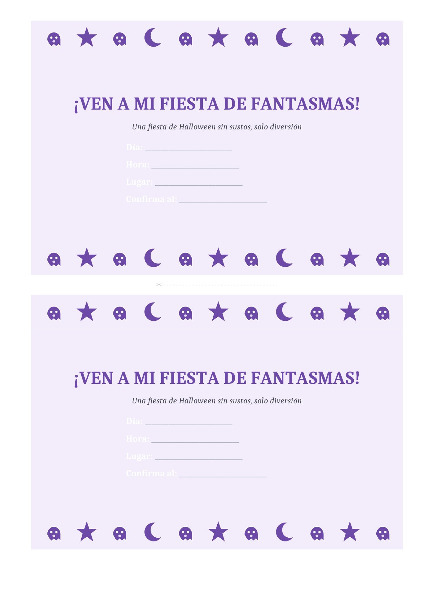 Plantilla Invitación de Halloween con fantasmas