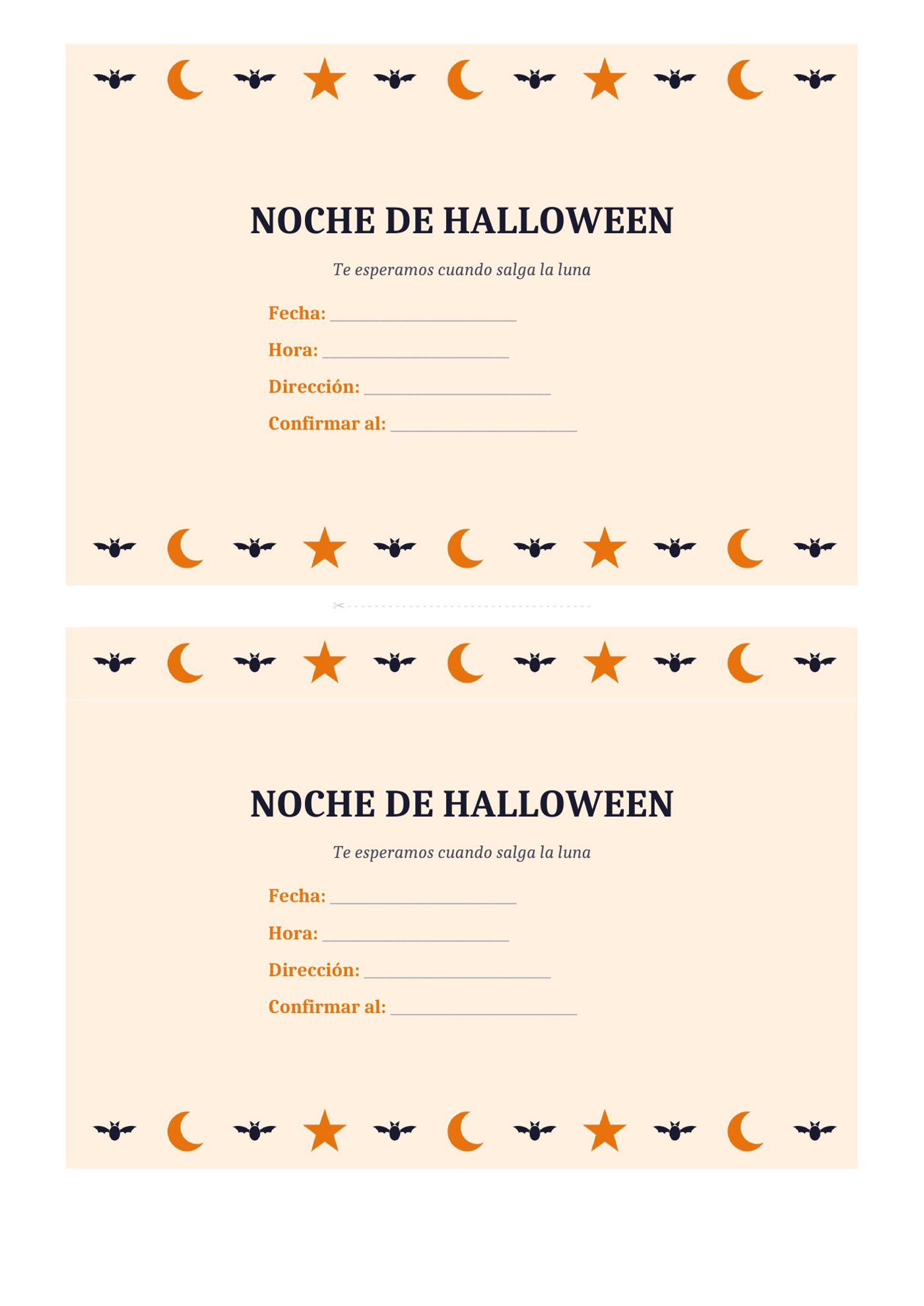 Plantilla Invitación de Halloween con murciélagos